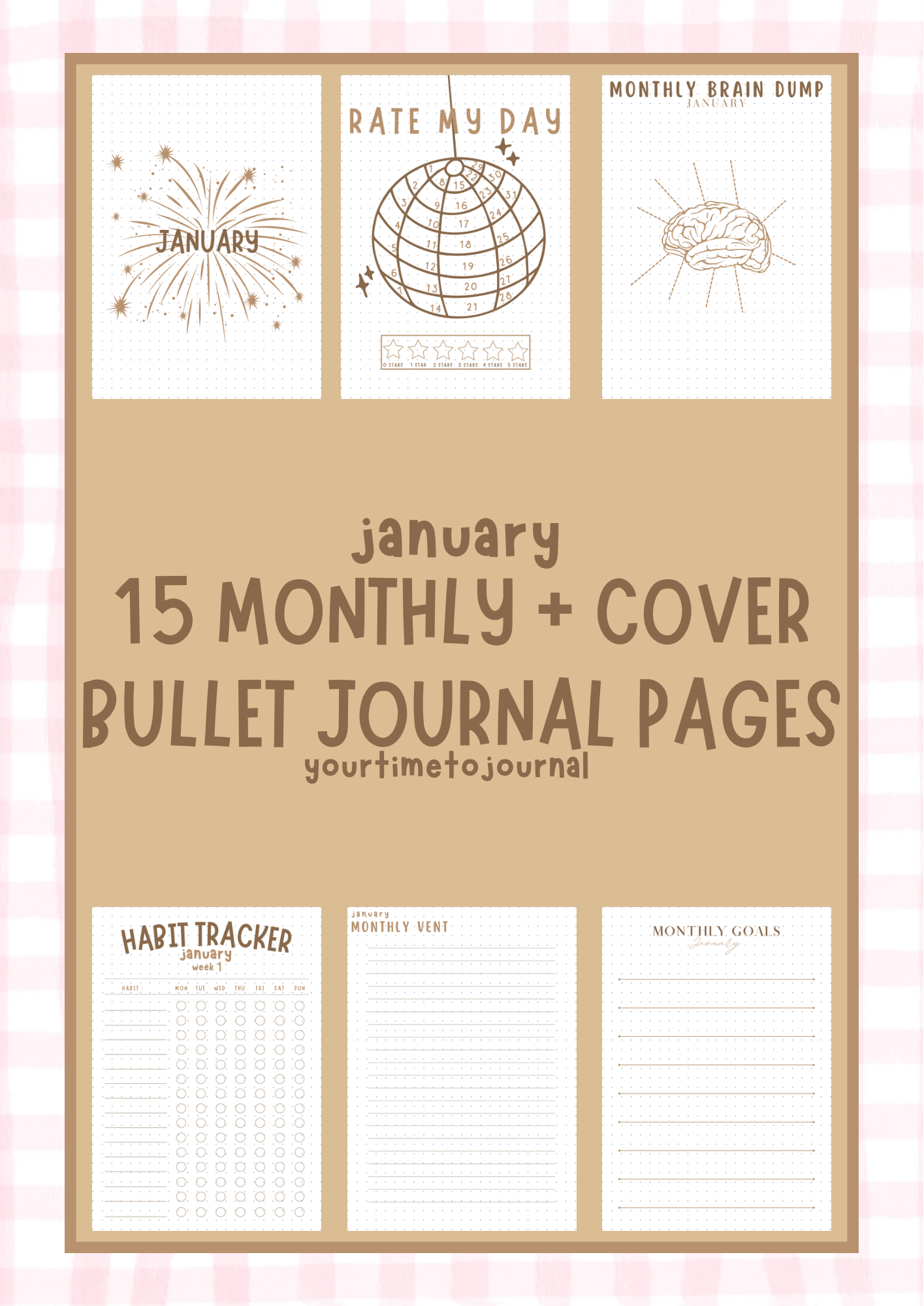 JANUARY ONLY 15 monthly pages bullet journal digital files