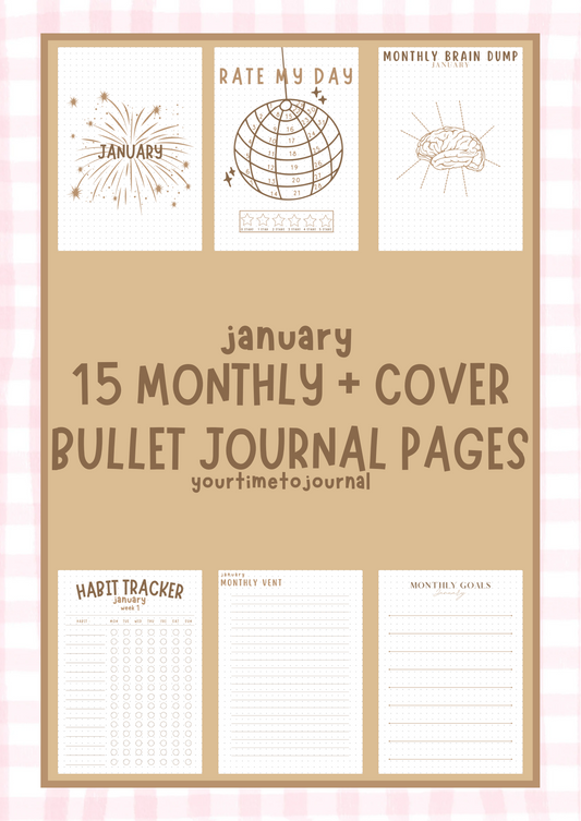 JANUARY ONLY 15 monthly pages bullet journal digital files