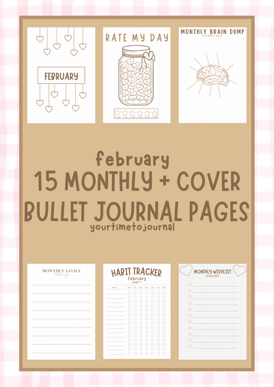 FEBRUARY ONLY14** monthly bullet journal pages (NO PHYSICAL PRODUCT)