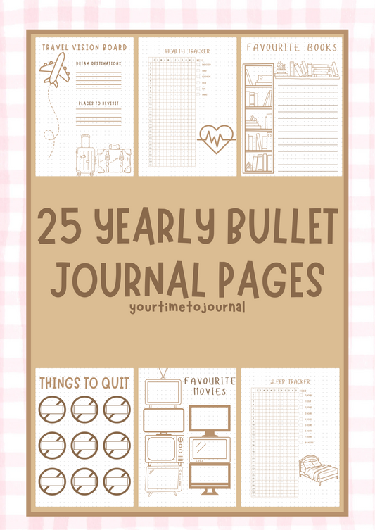 25 yearly bullet journal pages (DIGITAL FILES ONLY)